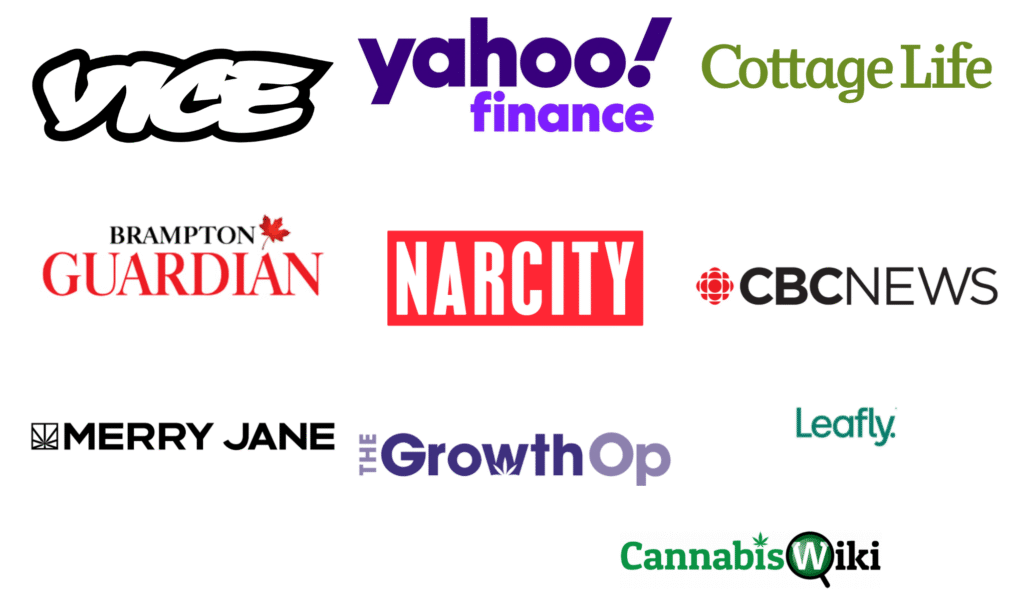 Media outlets featured in CannabCo’s press coverage graphic. Open the media centre for coverage.